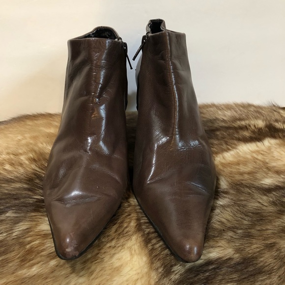 Nine West Kitty Heels Ankle Leather Booties Size 7.5 M - Picture 1 of 11
